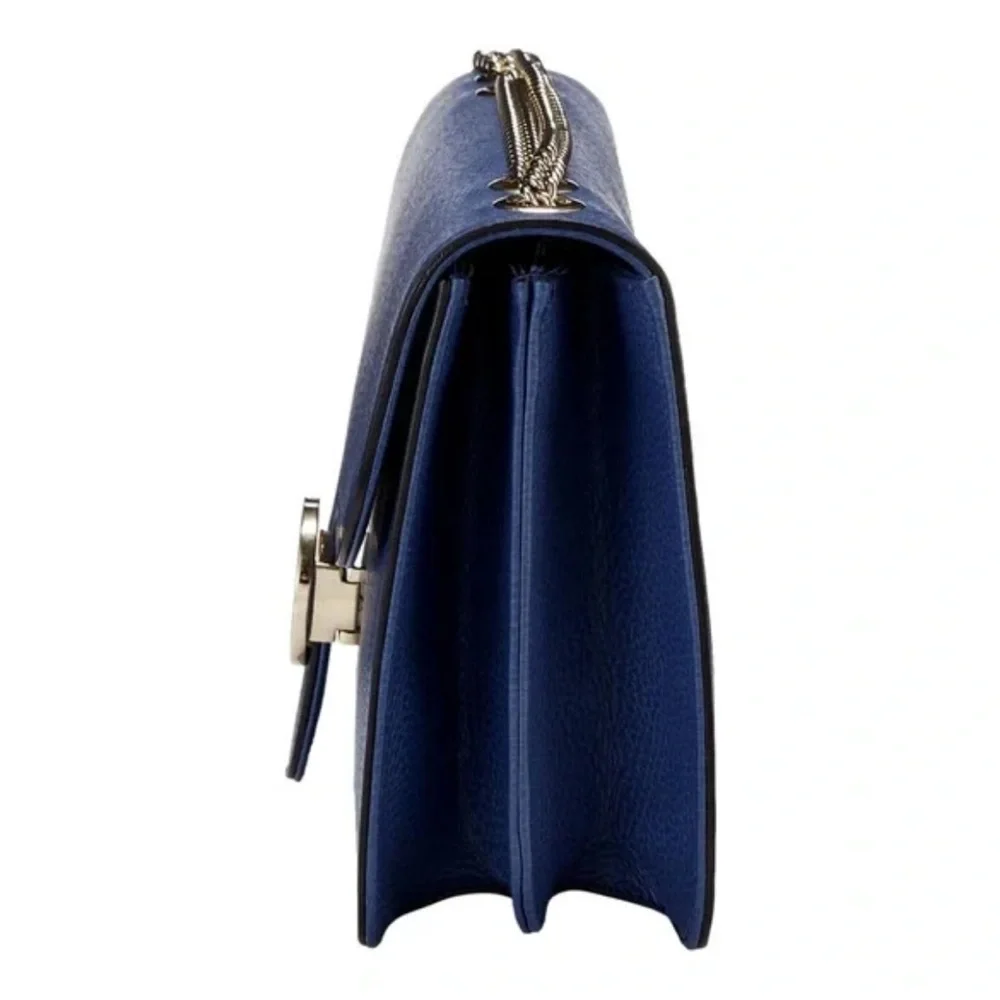 Gucci Interlocking GG Medium Leather Blue Crossbody Shoulder Bag - Picture 2 of 6